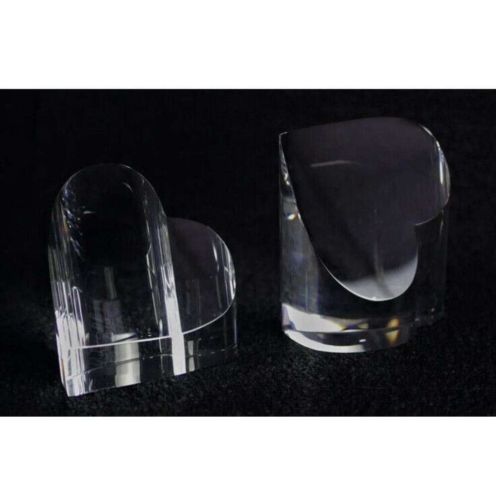 2 Steuben Hearts Glass Paperweights Pair Signed Sculpture Figurines Up Down RARE